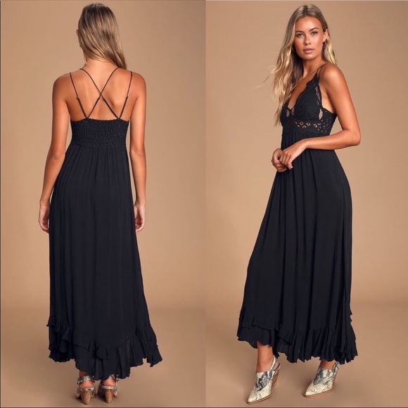 HOST PICK🎉Free People Adella lace maxi blac dress - Picture 3 of 8